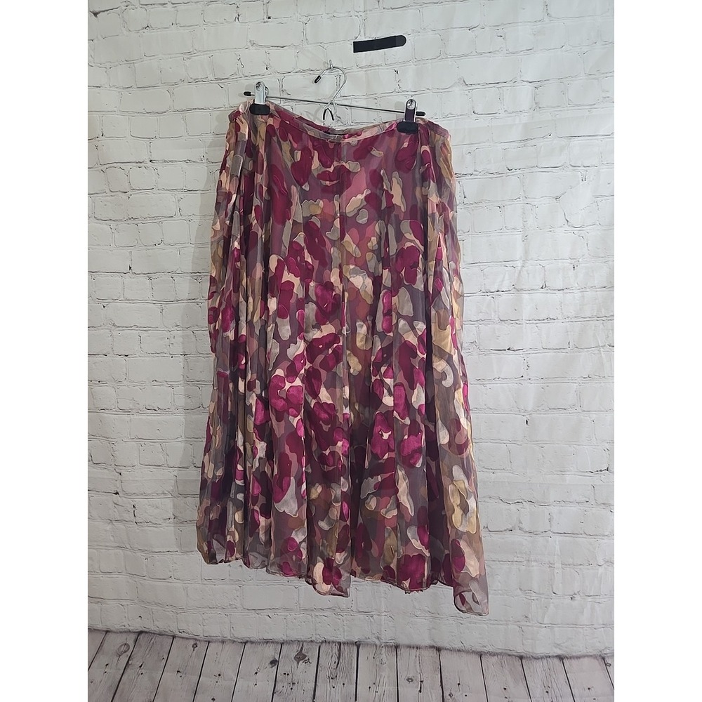 Jones New York Floral Midi Skirt Flowy Chiffon Burnout Sz 16 Fairy Romantic Fem